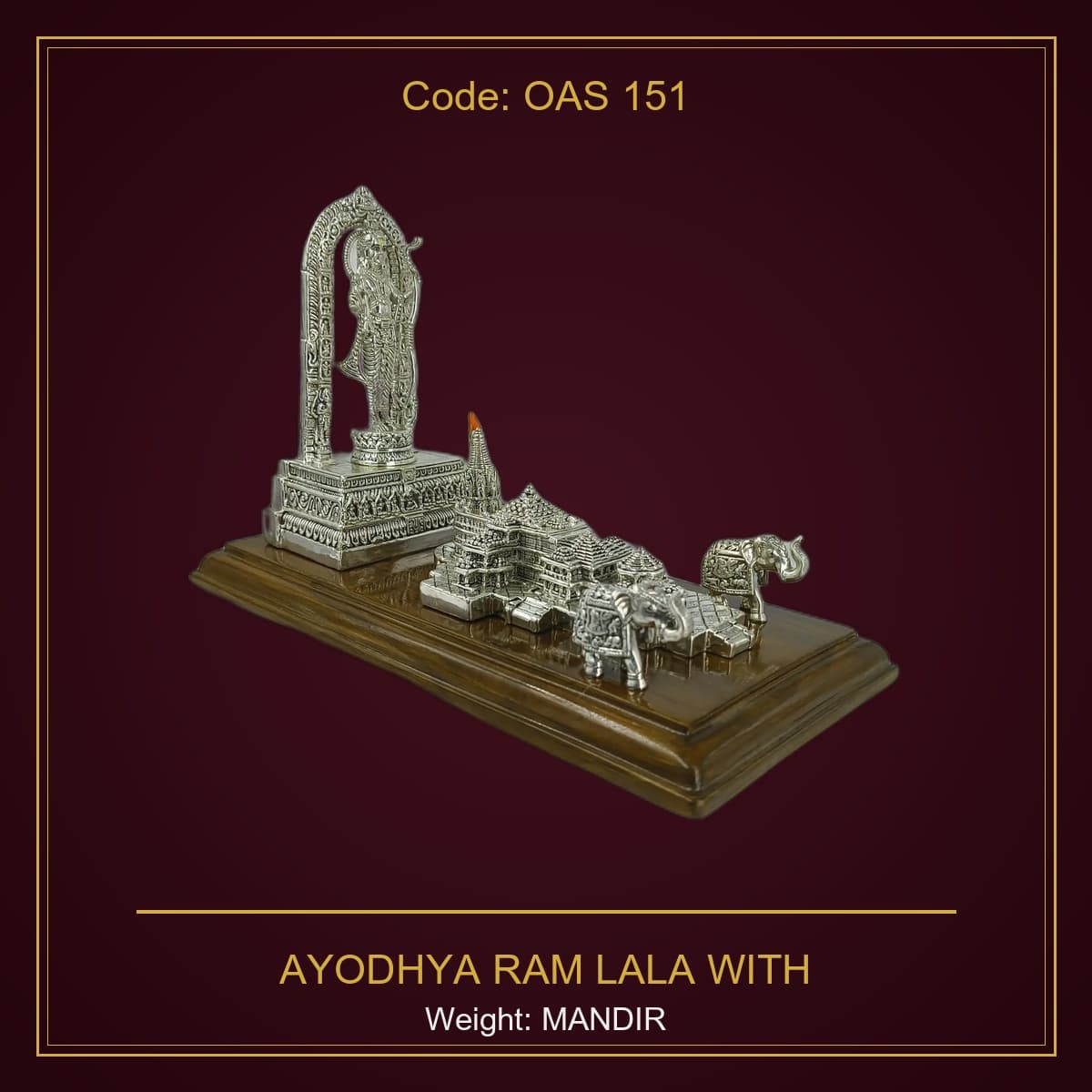 999 Silver Ayodhya Ram Lala With Mandir