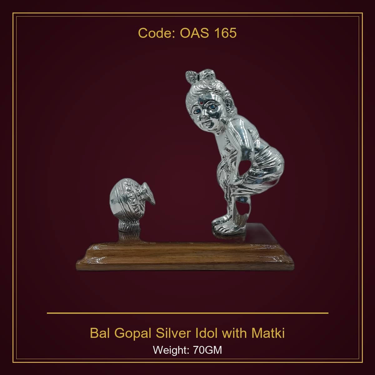 999 Silver Bal Gopal Silver Idol with Matki