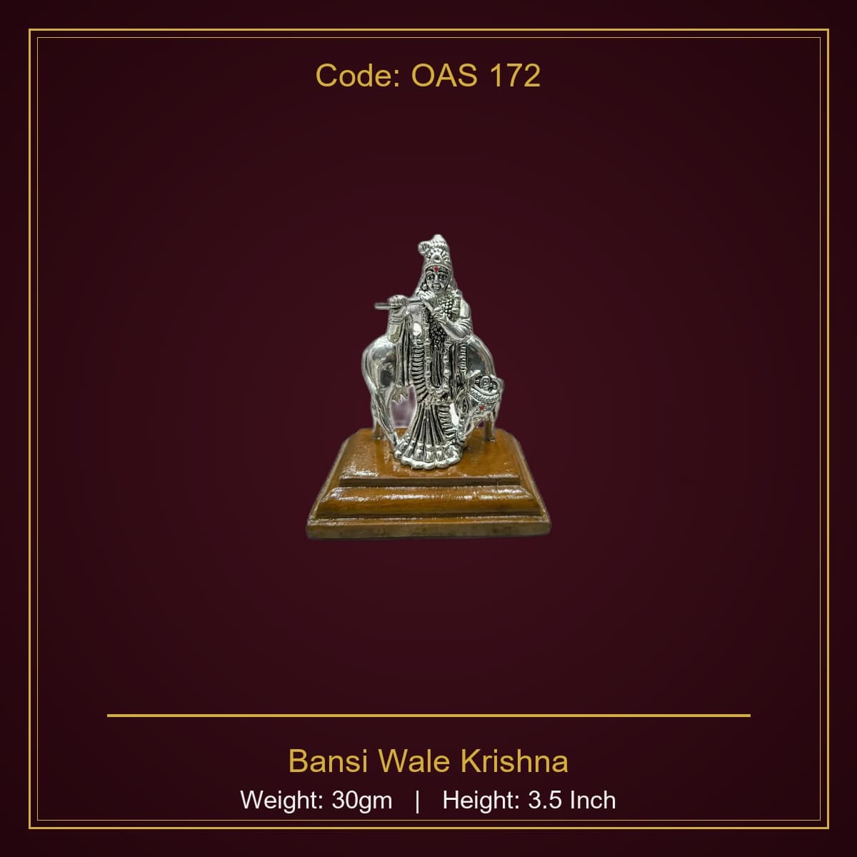 999 Silver Bansi Wale Krishna