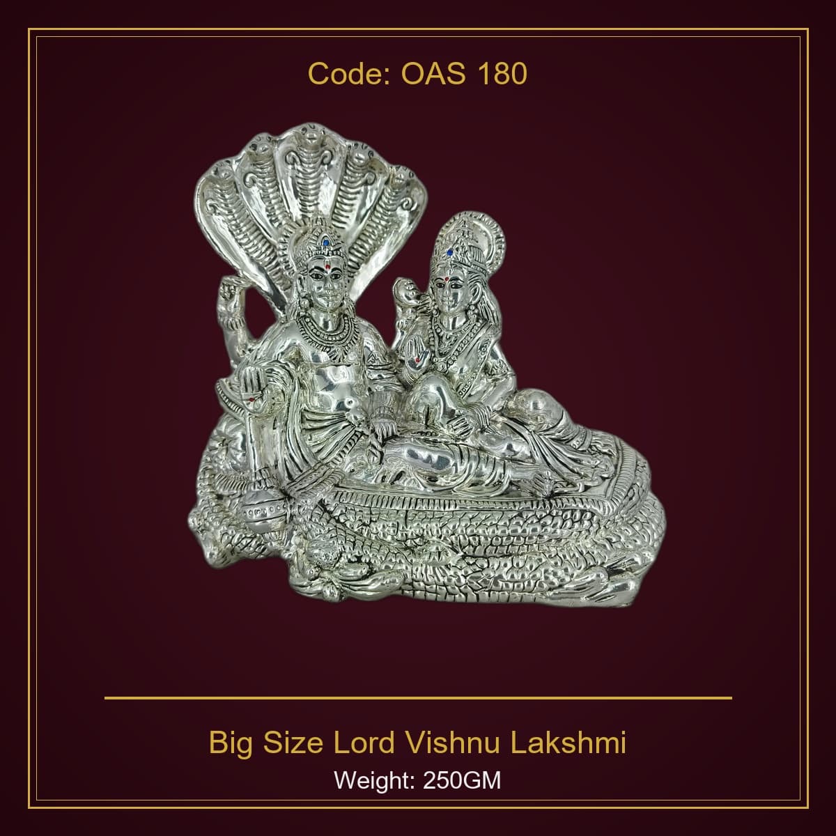 999 Silver Big Size Lord Vishnu Lakshmi