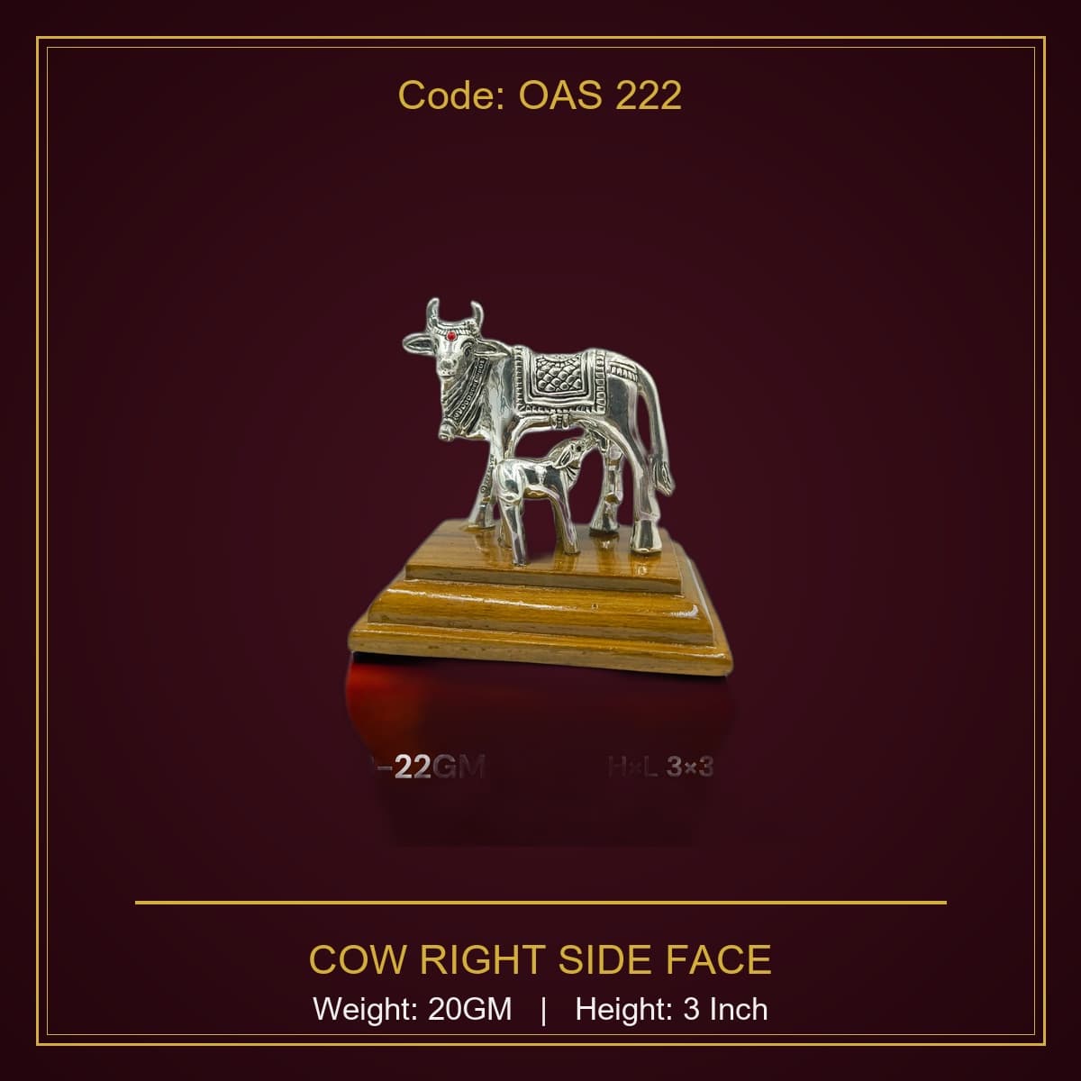 999 Silver Cow Right Side Face