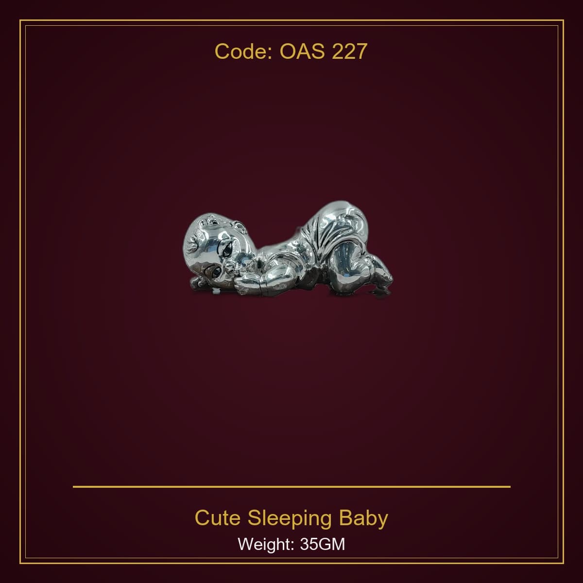 999 Silver Cute Sleeping Baby