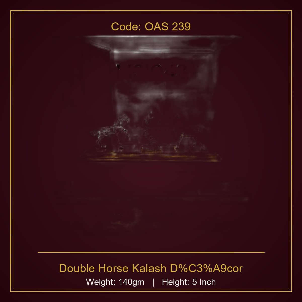 999 Silver Double Horse Kalash Décor