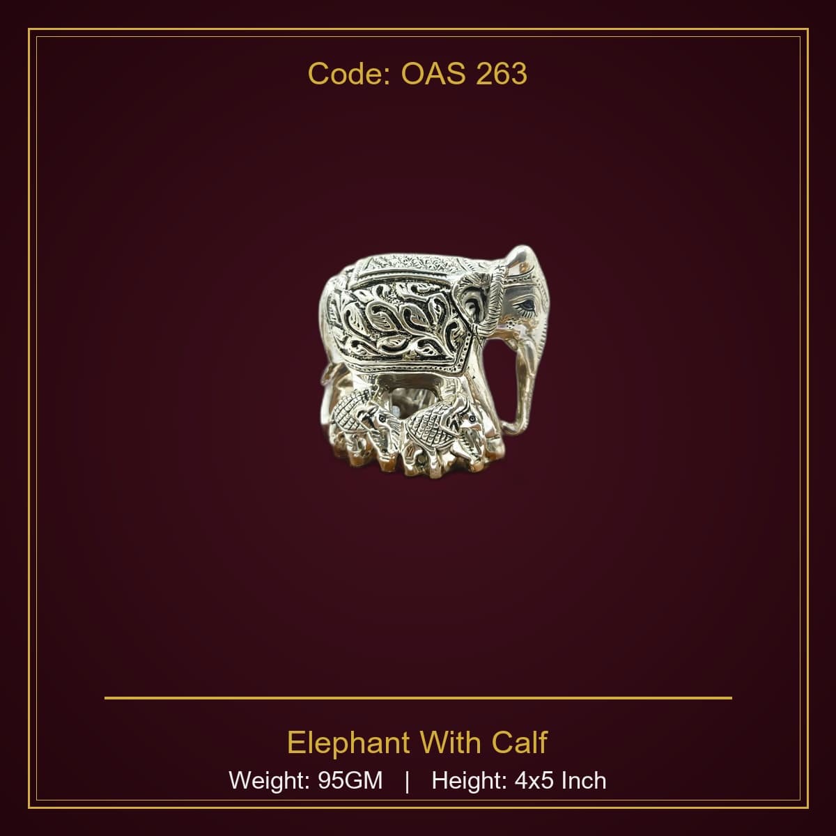 999 Silver Elephant With Calf