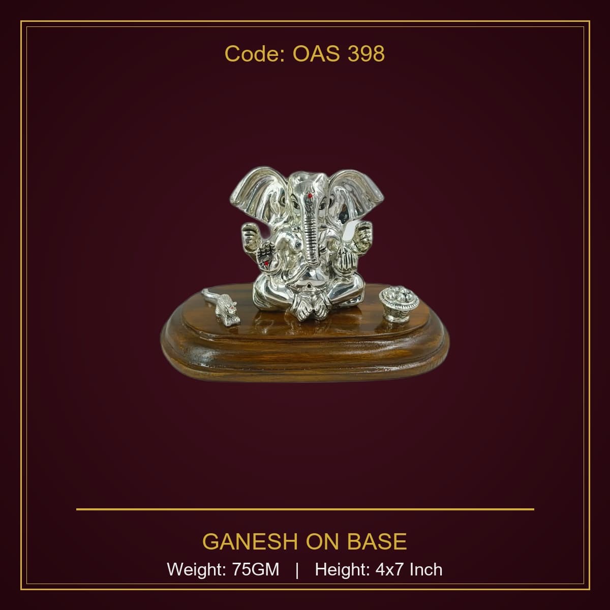 999 Silver Ganesh On Base