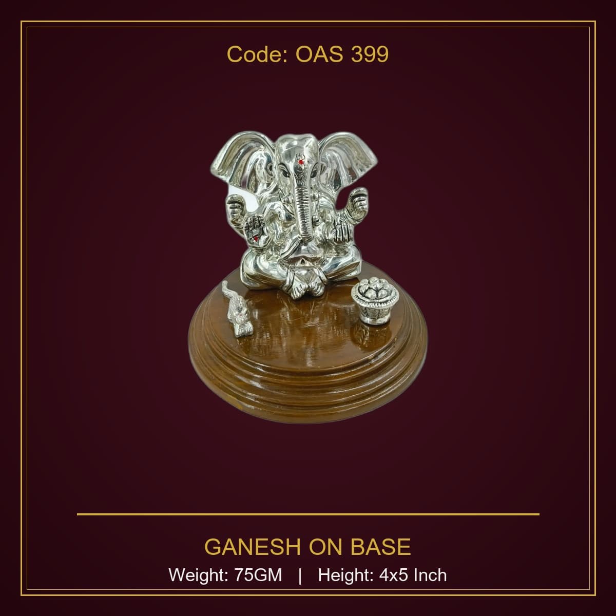 999 Silver Ganesh On Base