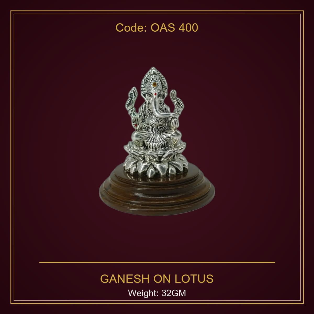 999 Silver Ganesh On Lotus
