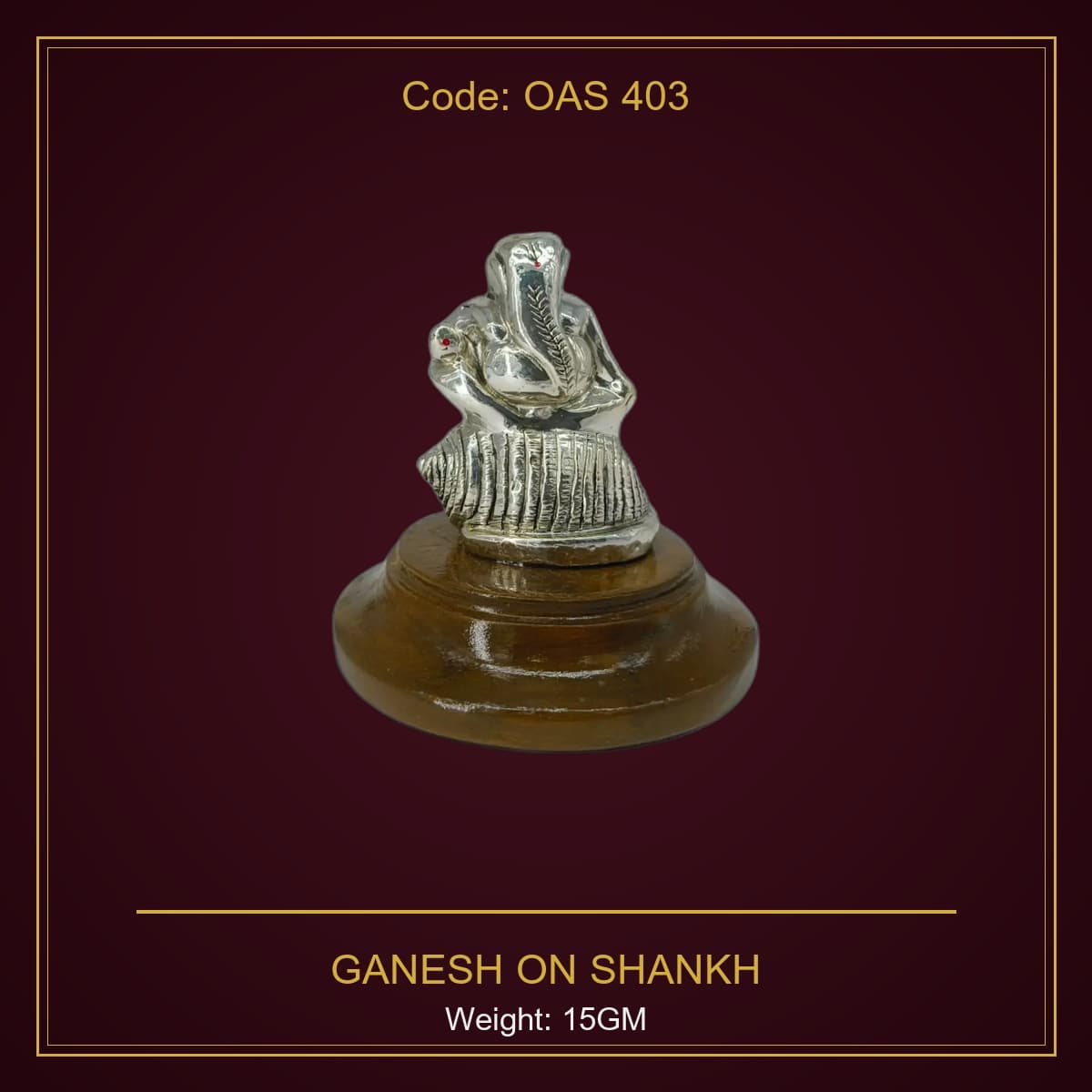 999 Silver Ganesh On Shankh