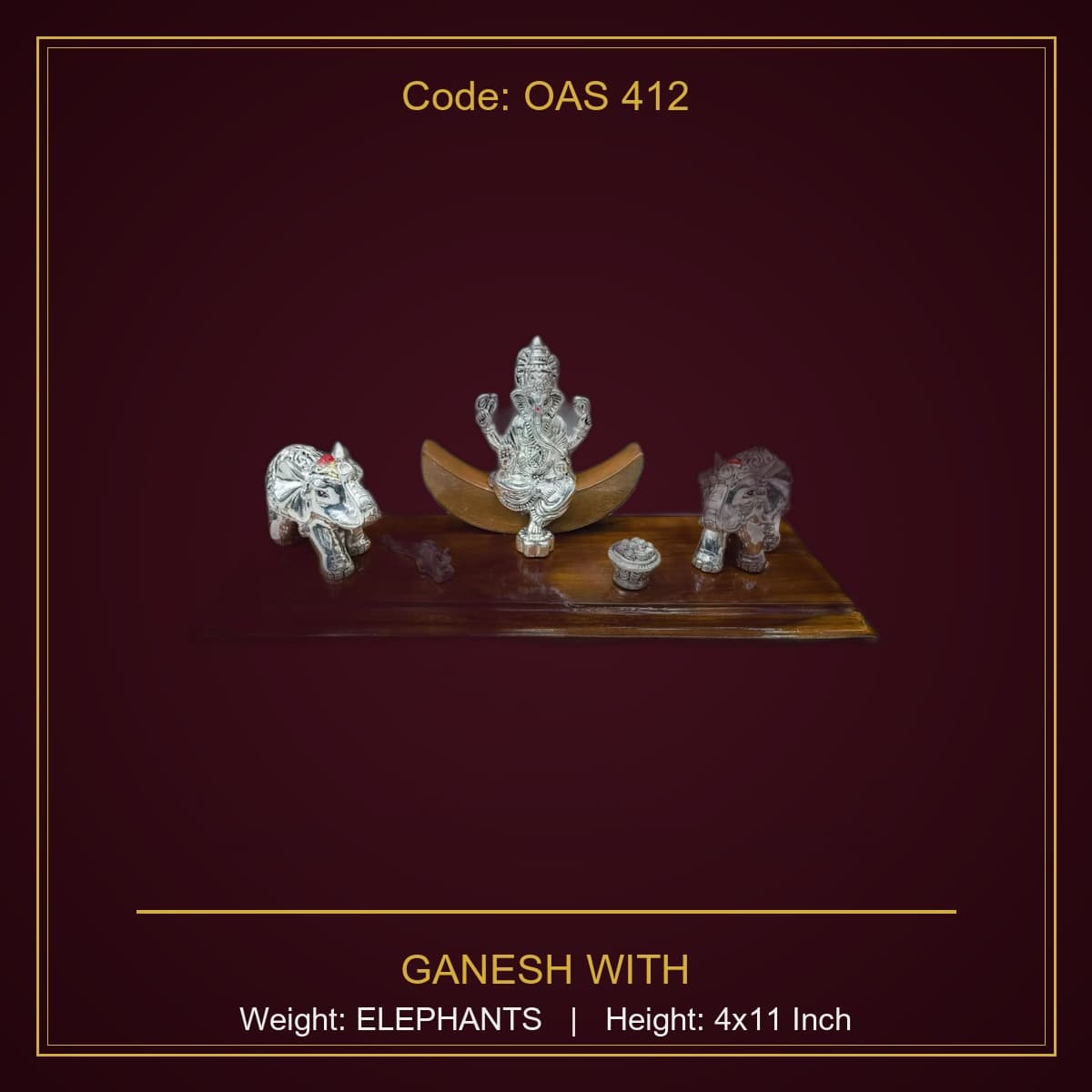 999 Silver Ganesh With Elephants
