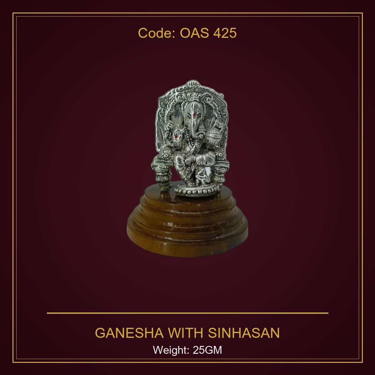 999 Silver Ganesha With Sinhasan