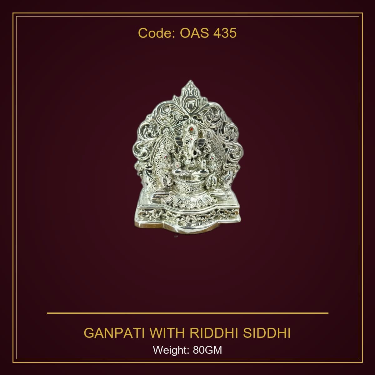 999 Silver Ganpati With Riddhi Siddhi