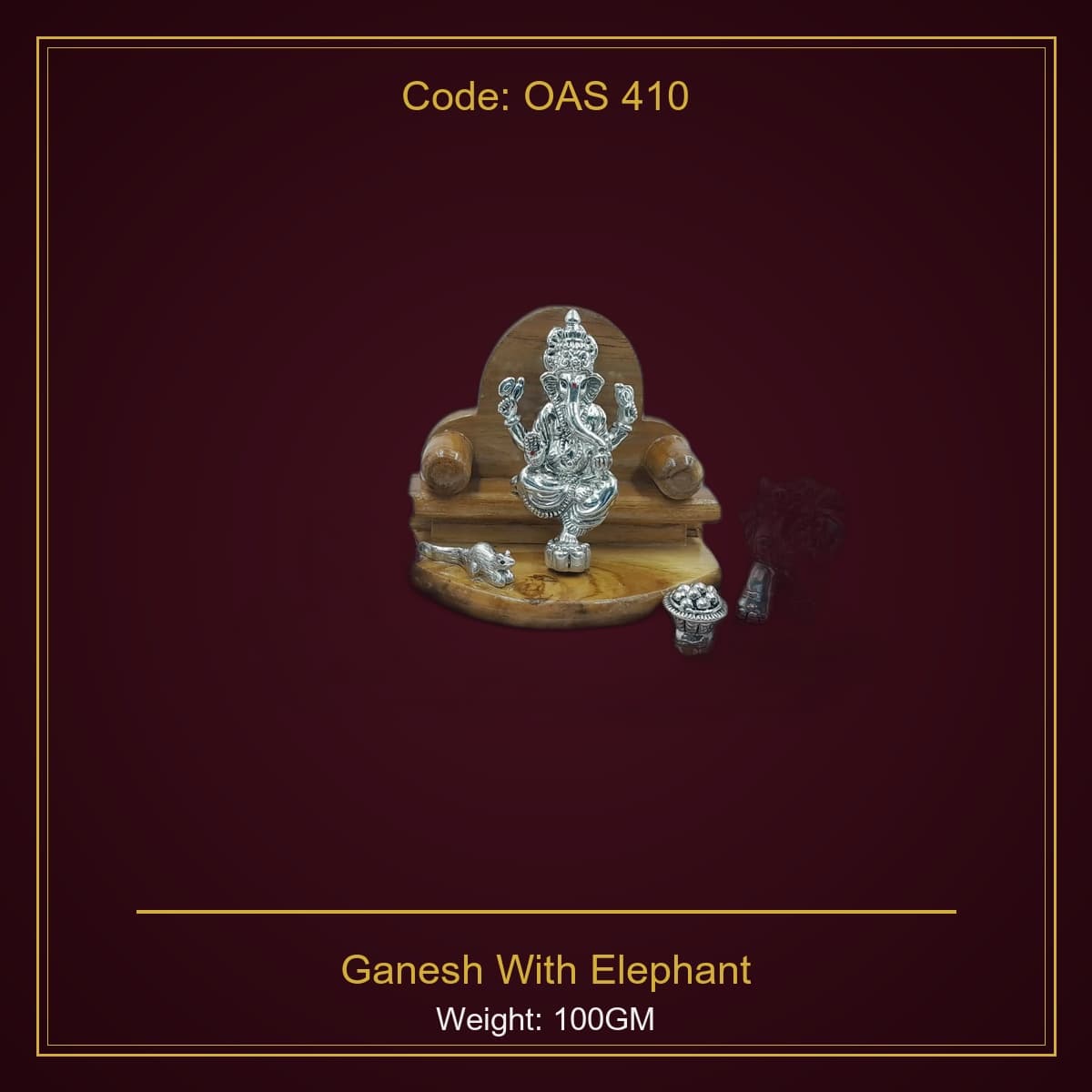 999 Silver Ganesh With Elephant