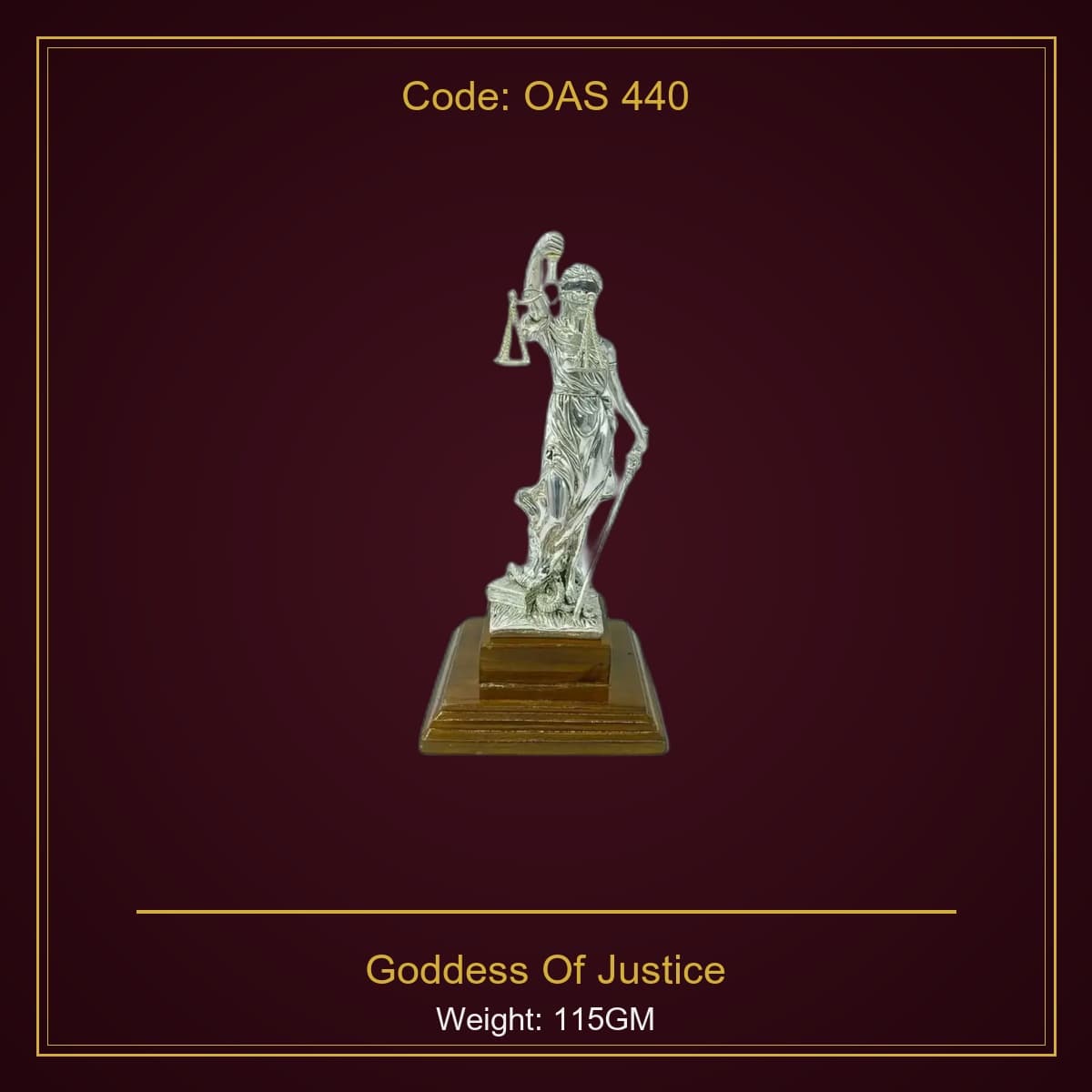 999 Silver Goddess Of Justice