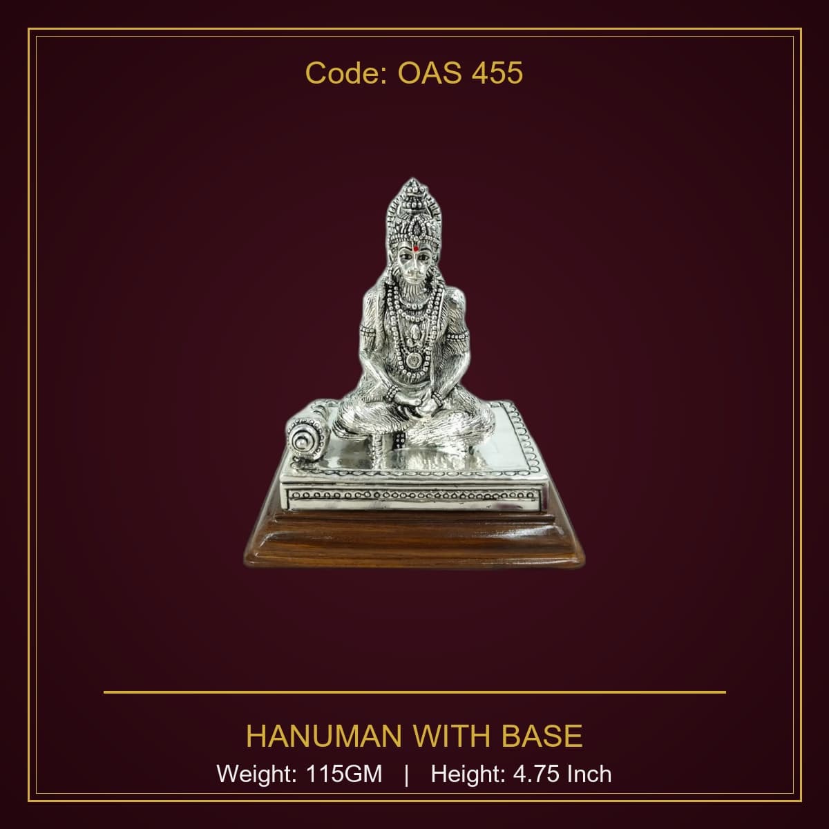 999 Silver Hanuman With Base