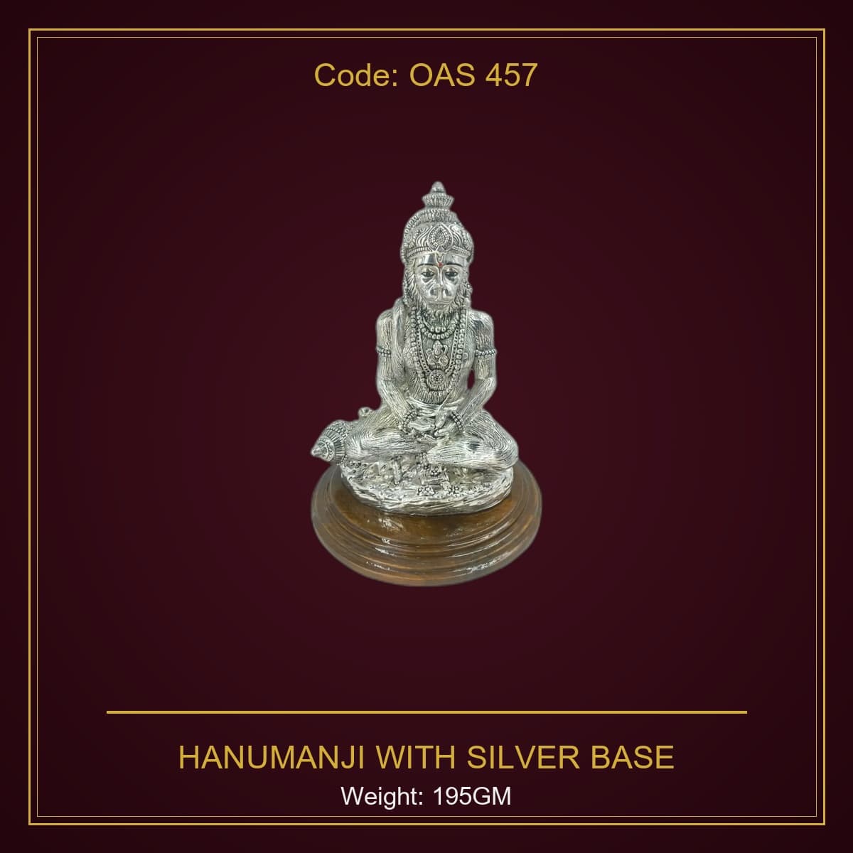 999 Silver Hanumanji With Silver Base
