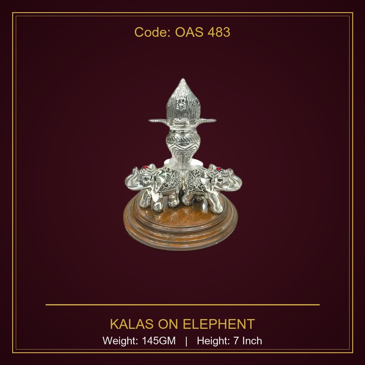 999 Silver Kalas On Elephent
