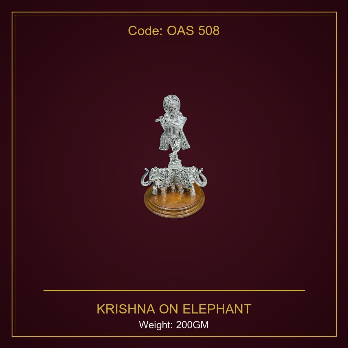 999 Silver Krishna On Elephant