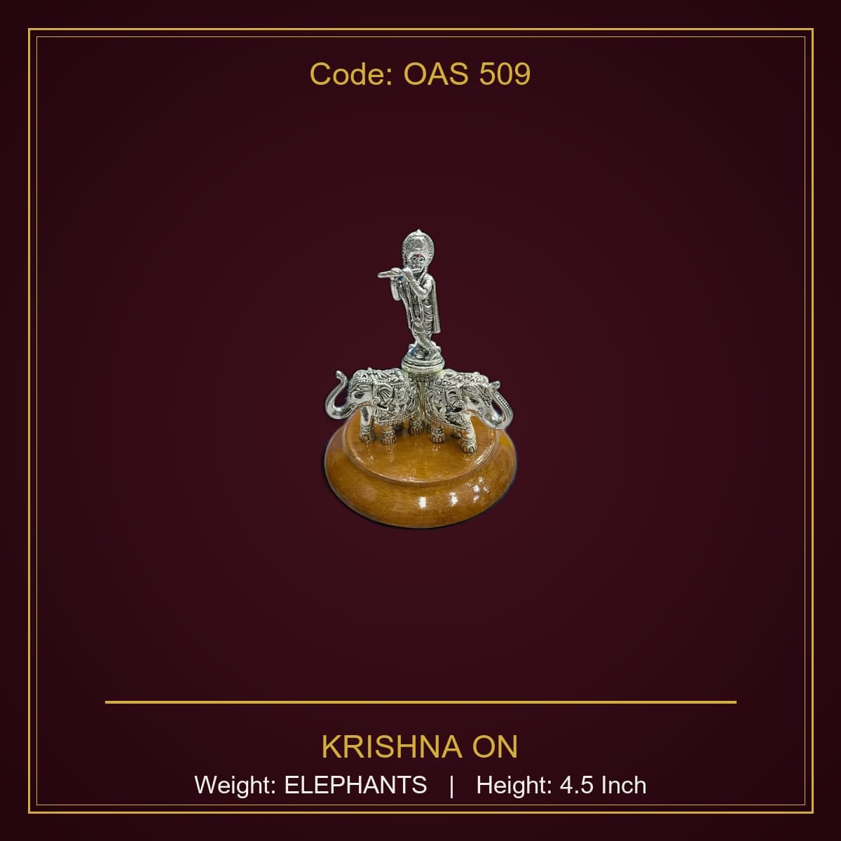 999 Silver Krishna On Elephants