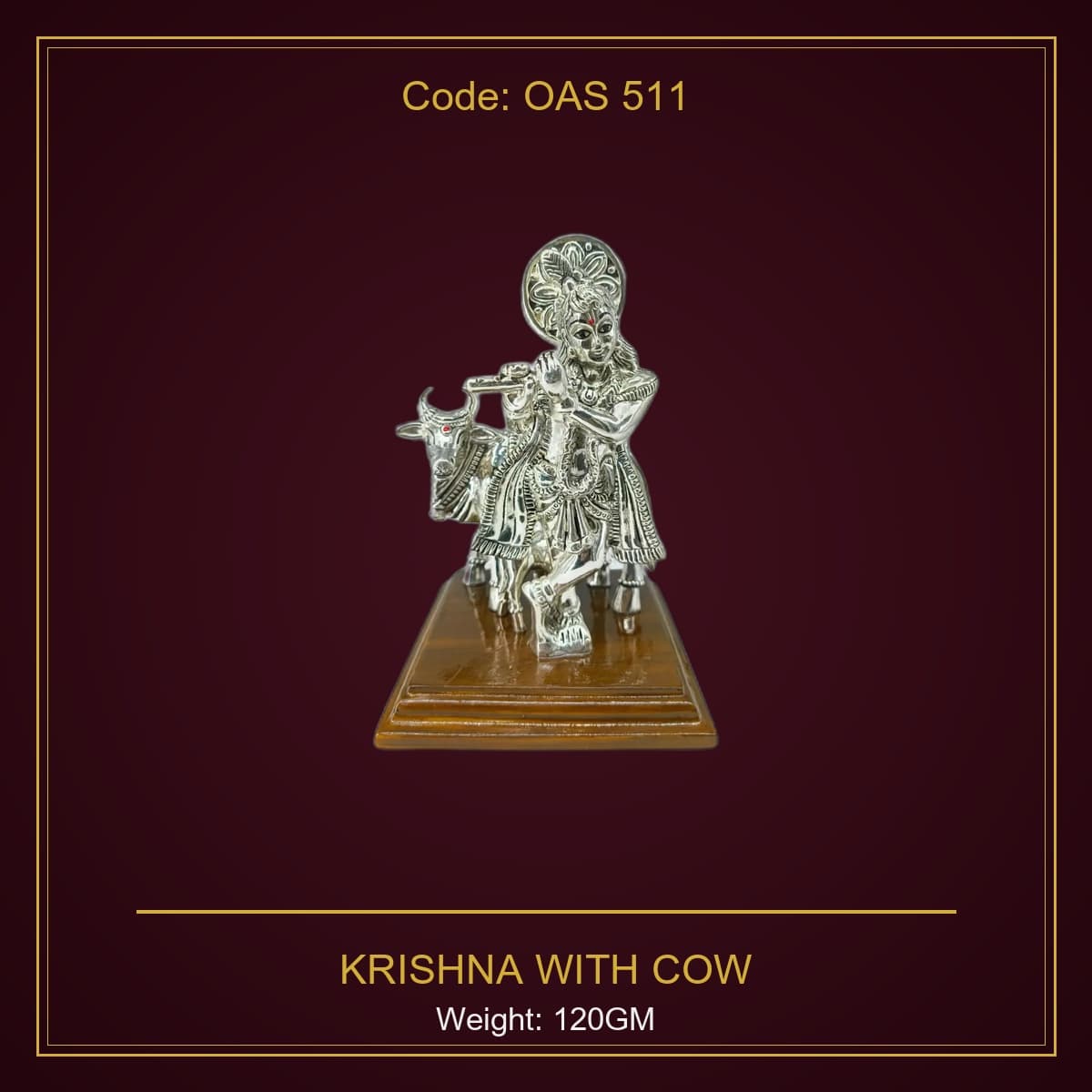 999 Silver Krishna With Cow