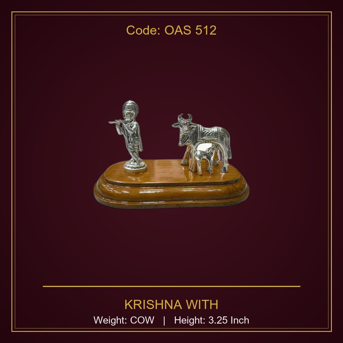 999 Silver Krishna With Cow