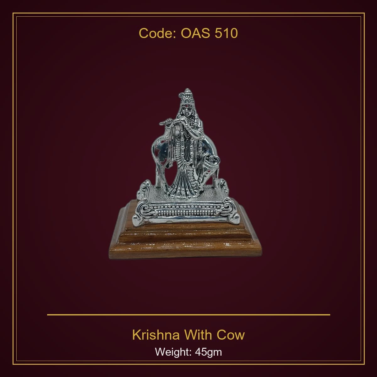 999 Silver Krishna With Cow