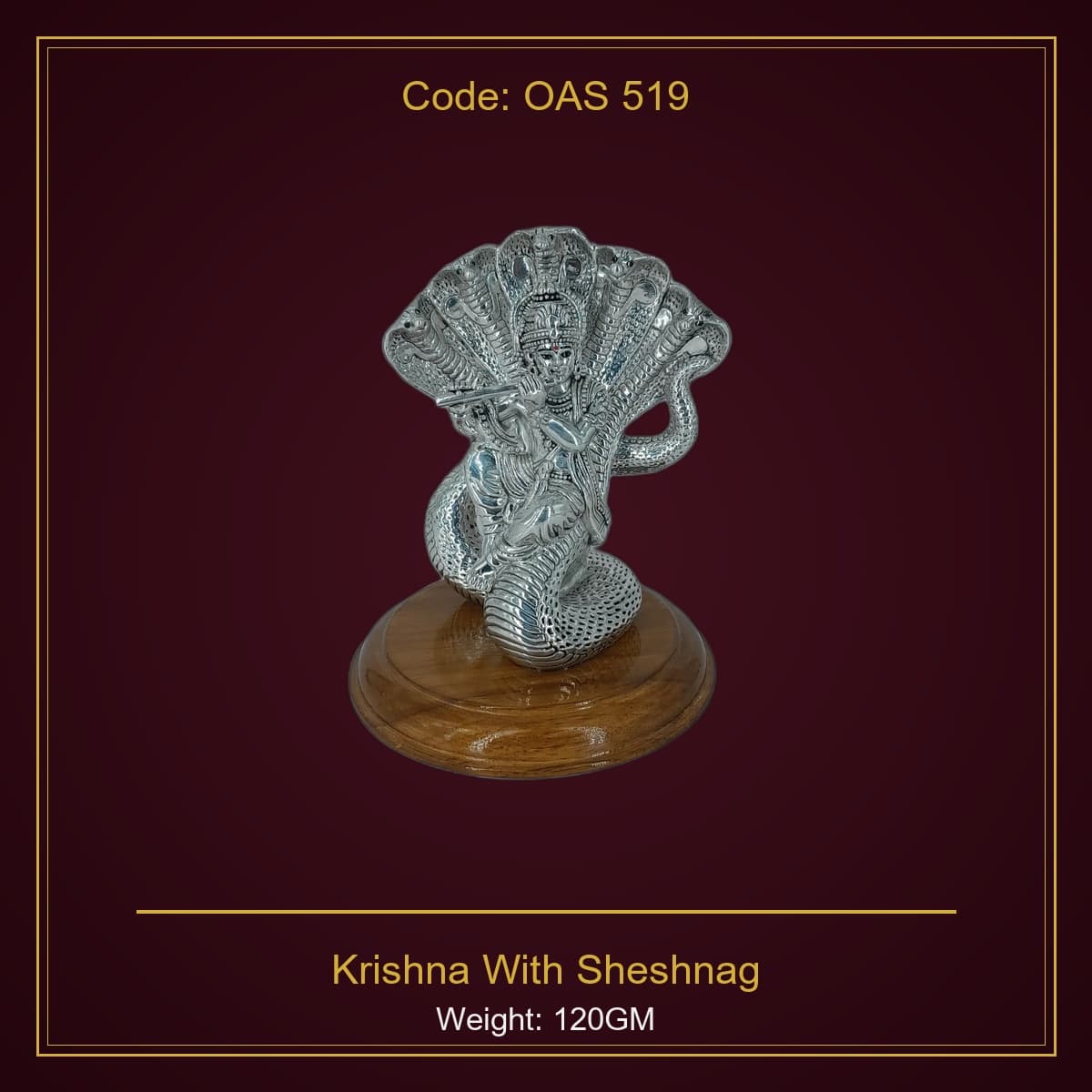 999 Silver Krishna With Sheshnag