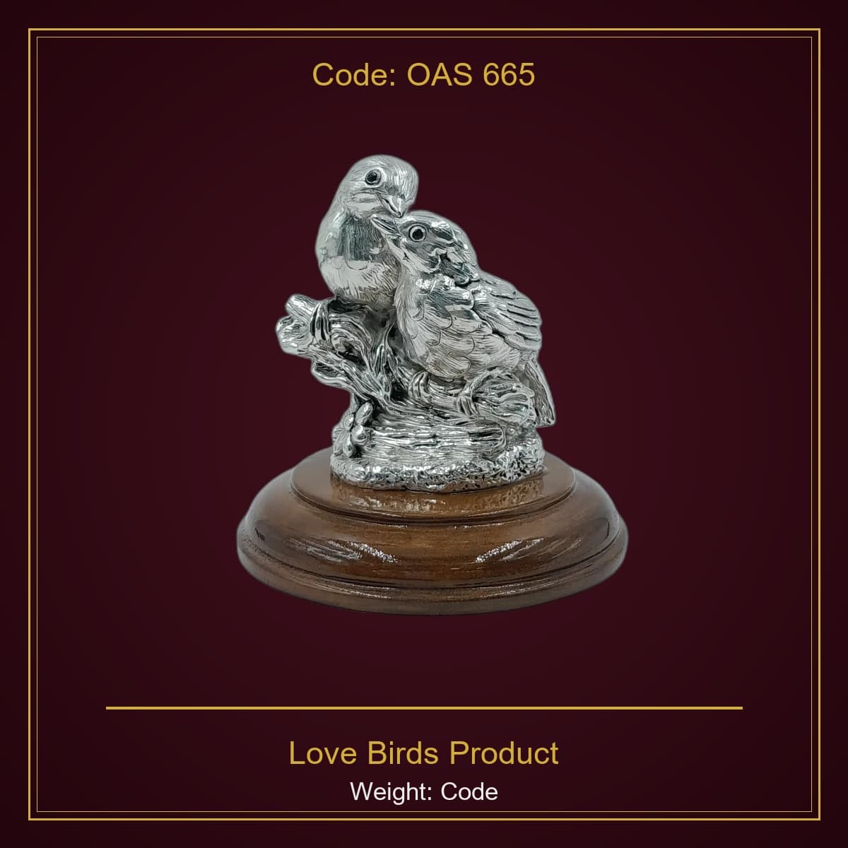 999 Silver Love Birds Product Code :