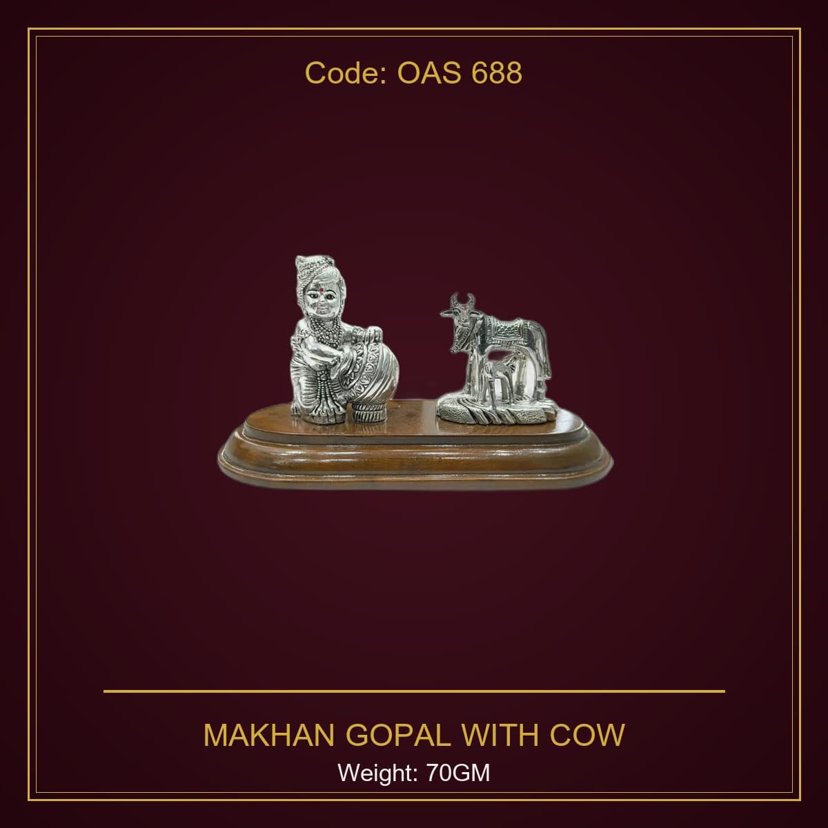 999 Silver Makhan Gopal With Cow