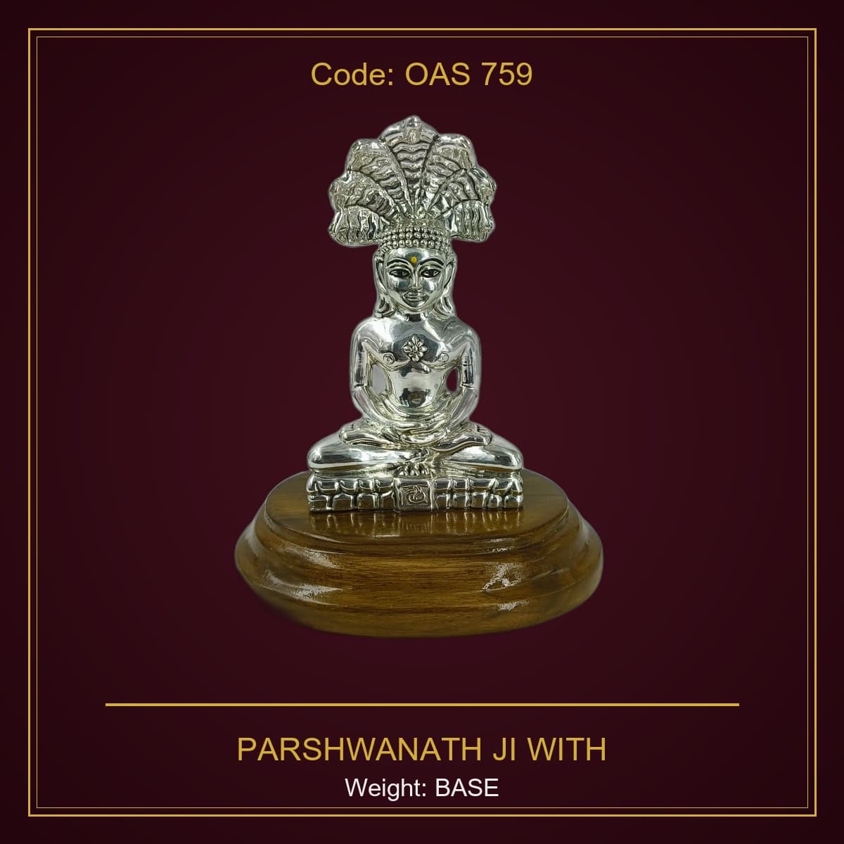 999 Silver Parshwanath Ji With Base