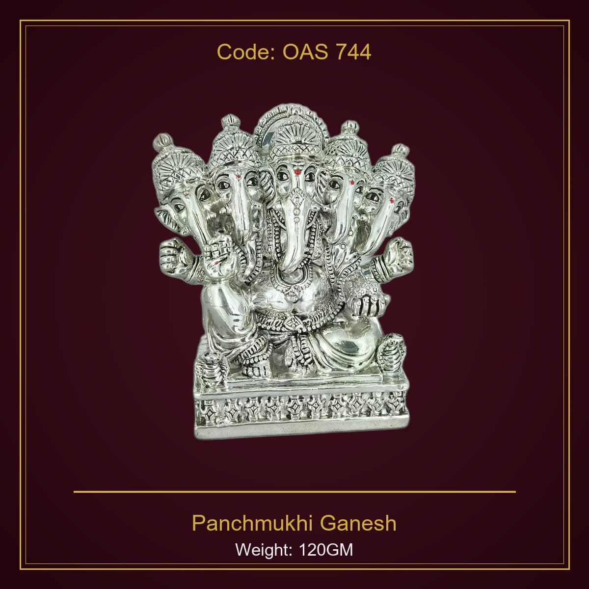 999 Silver Panchmukhi Ganesh