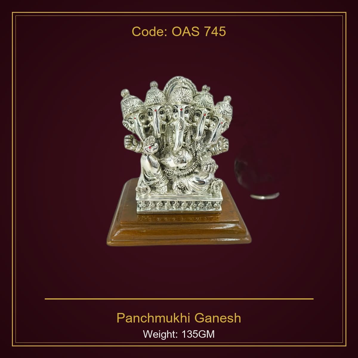 999 Silver Panchmukhi Ganesh