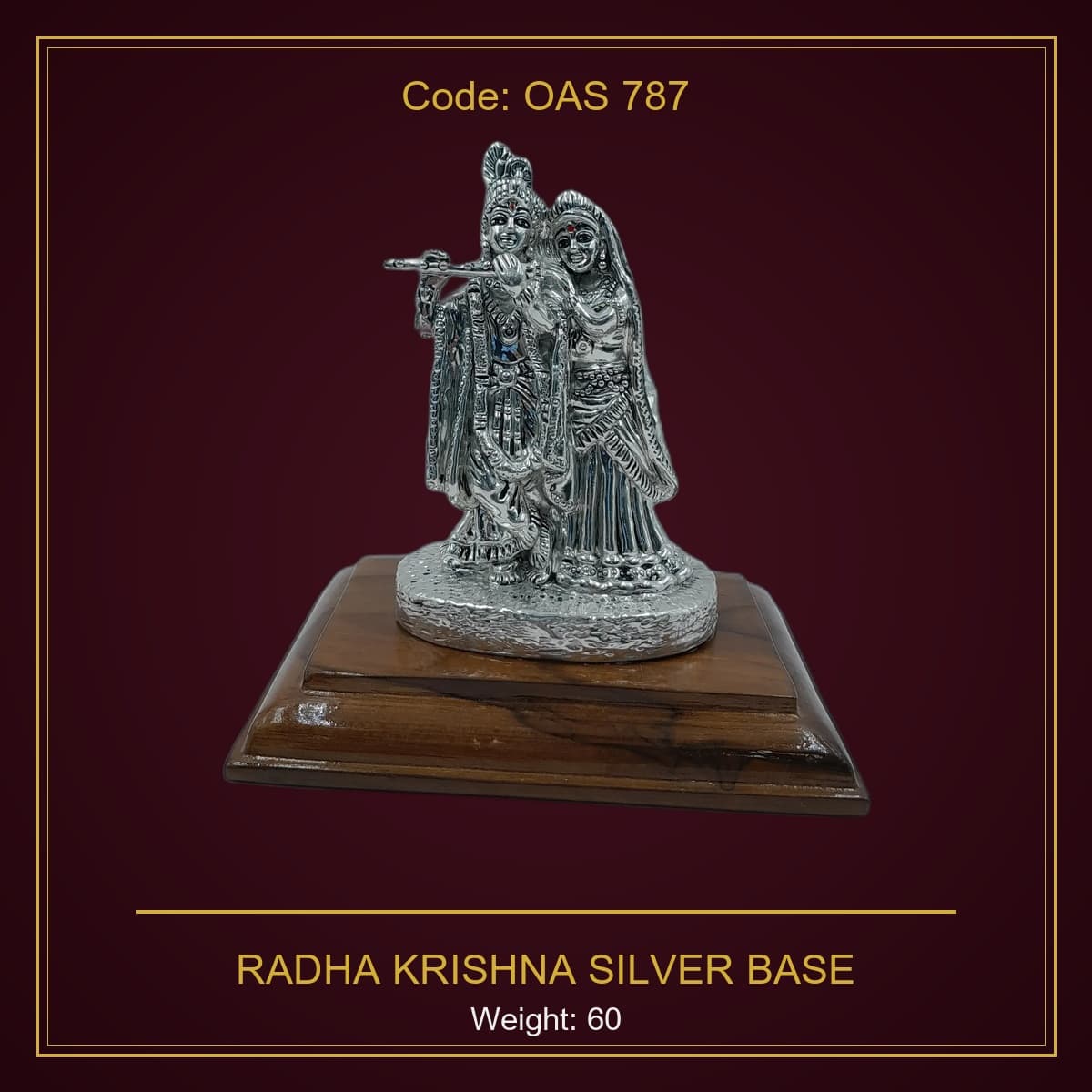 999 Silver Radha Krishna Silver Base 60