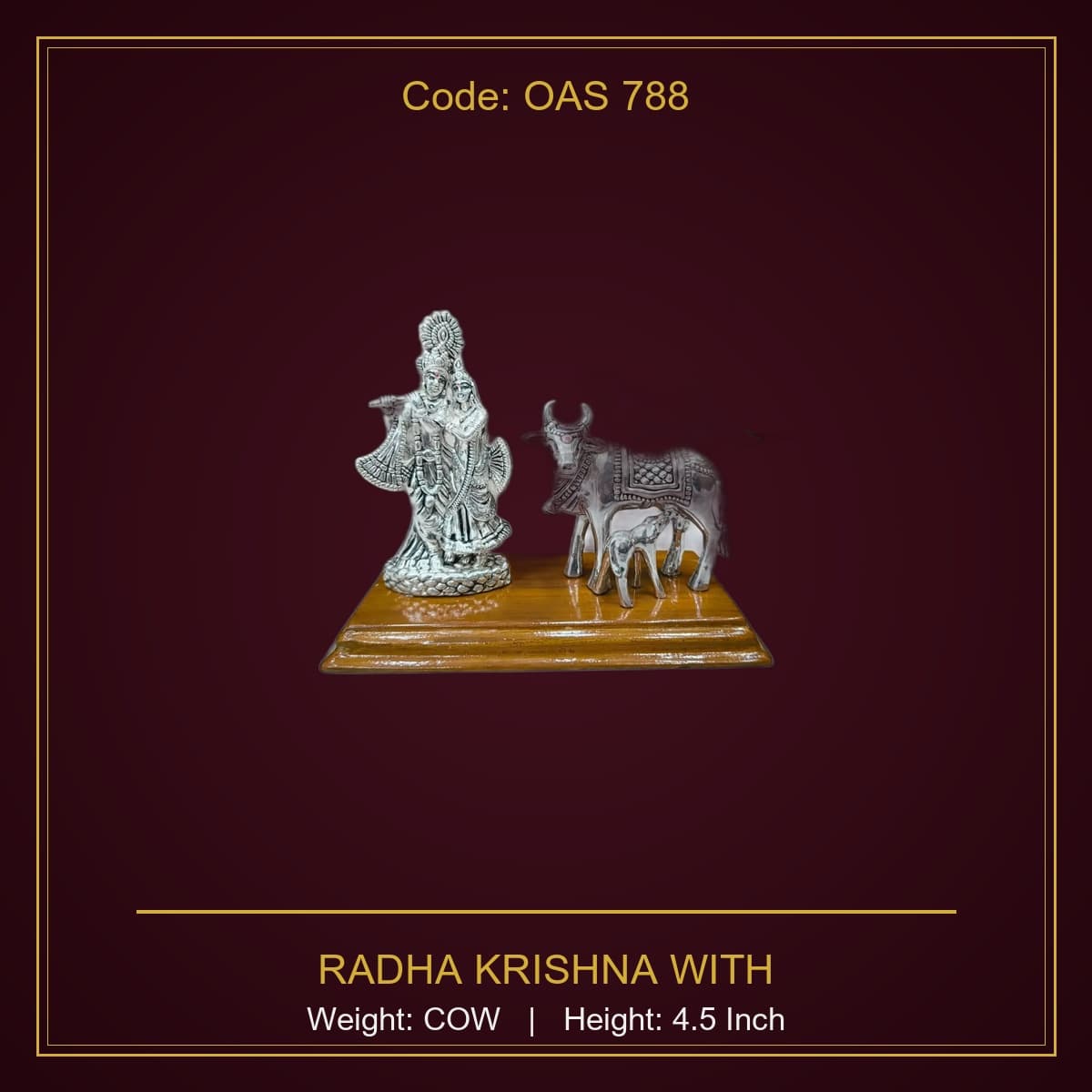 999 Silver Radha Krishna With Cow