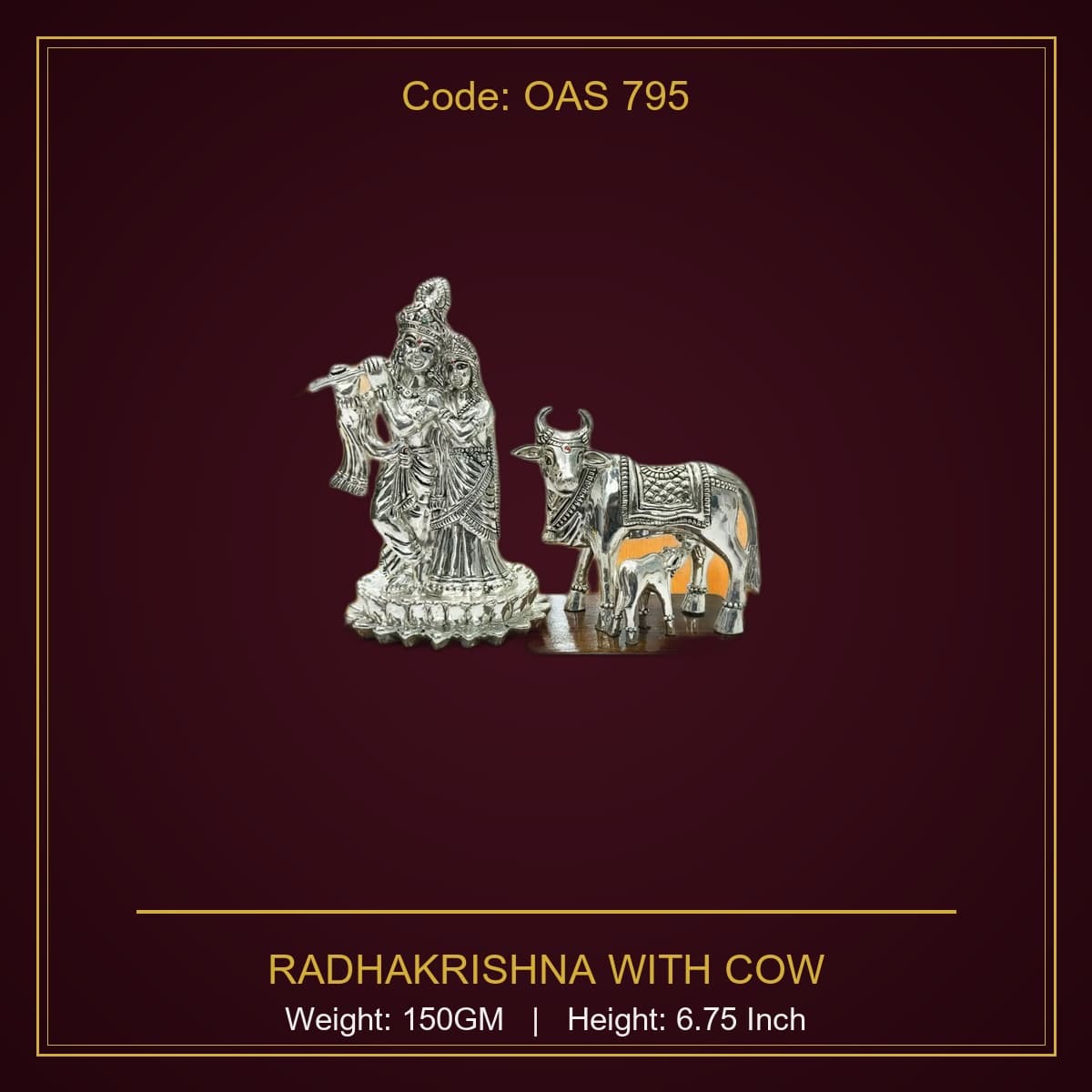 999 Silver Radhakrishna With Cow