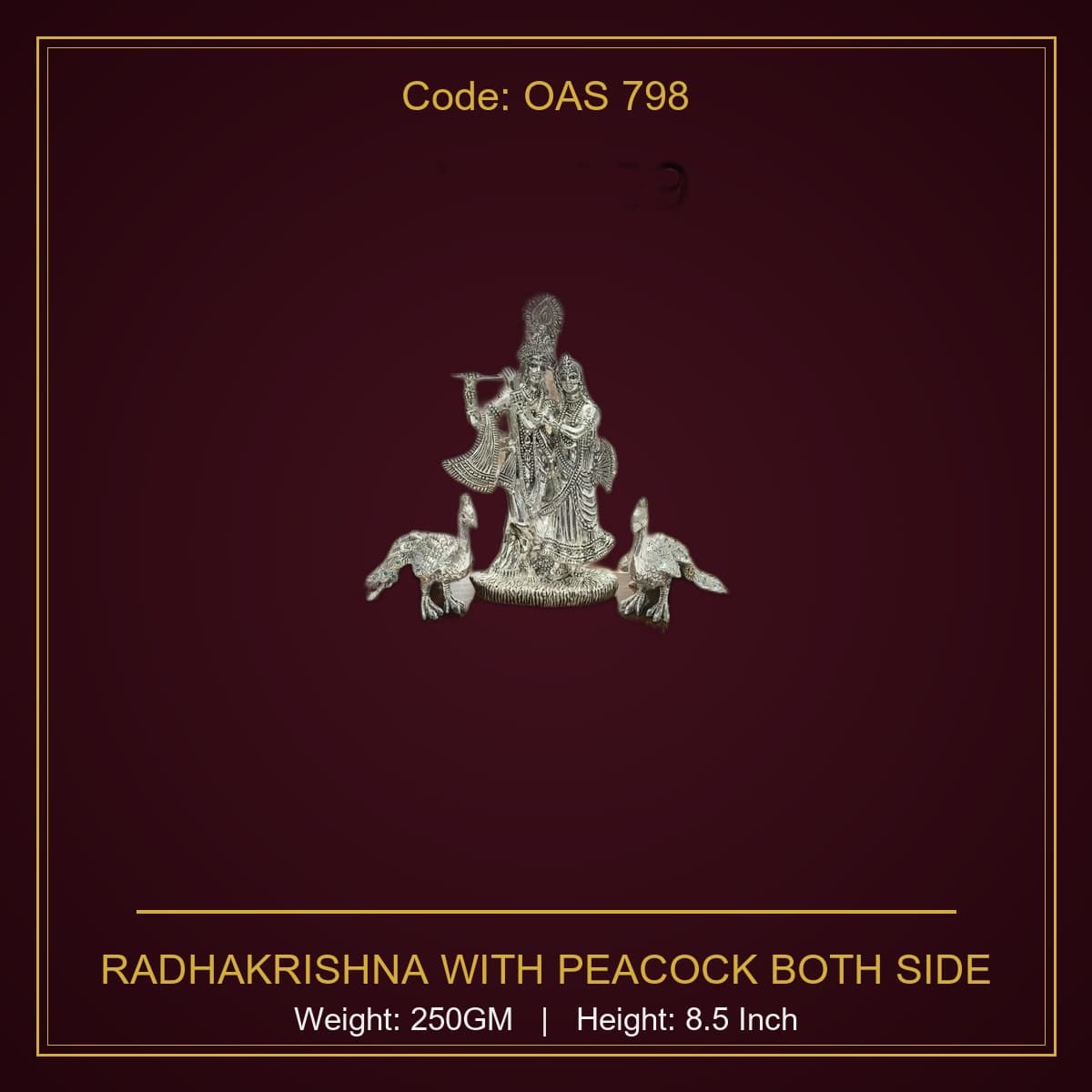 999 Silver Radhakrishna With Peacock Both Side