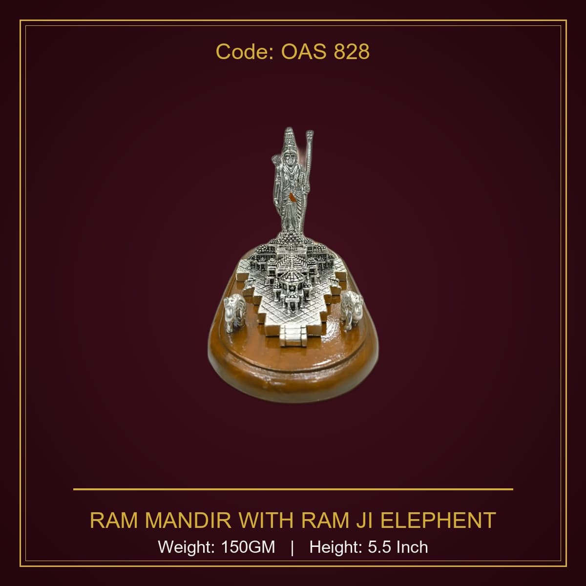 999 Silver Ram Mandir With Ram Ji & Elephent