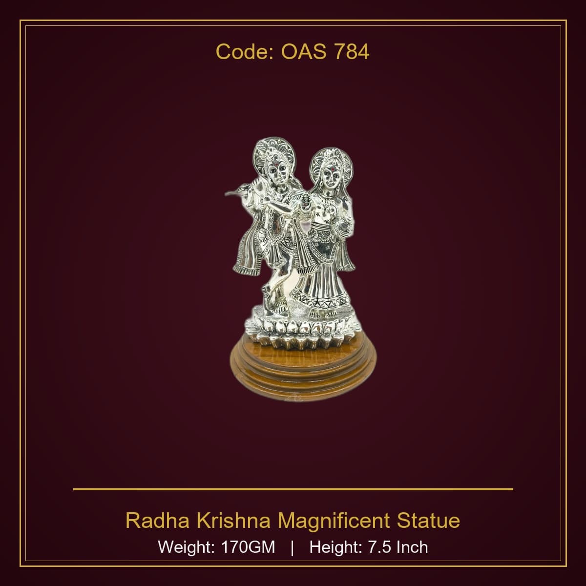 999 Silver Radha Krishna Magnificent Statue
