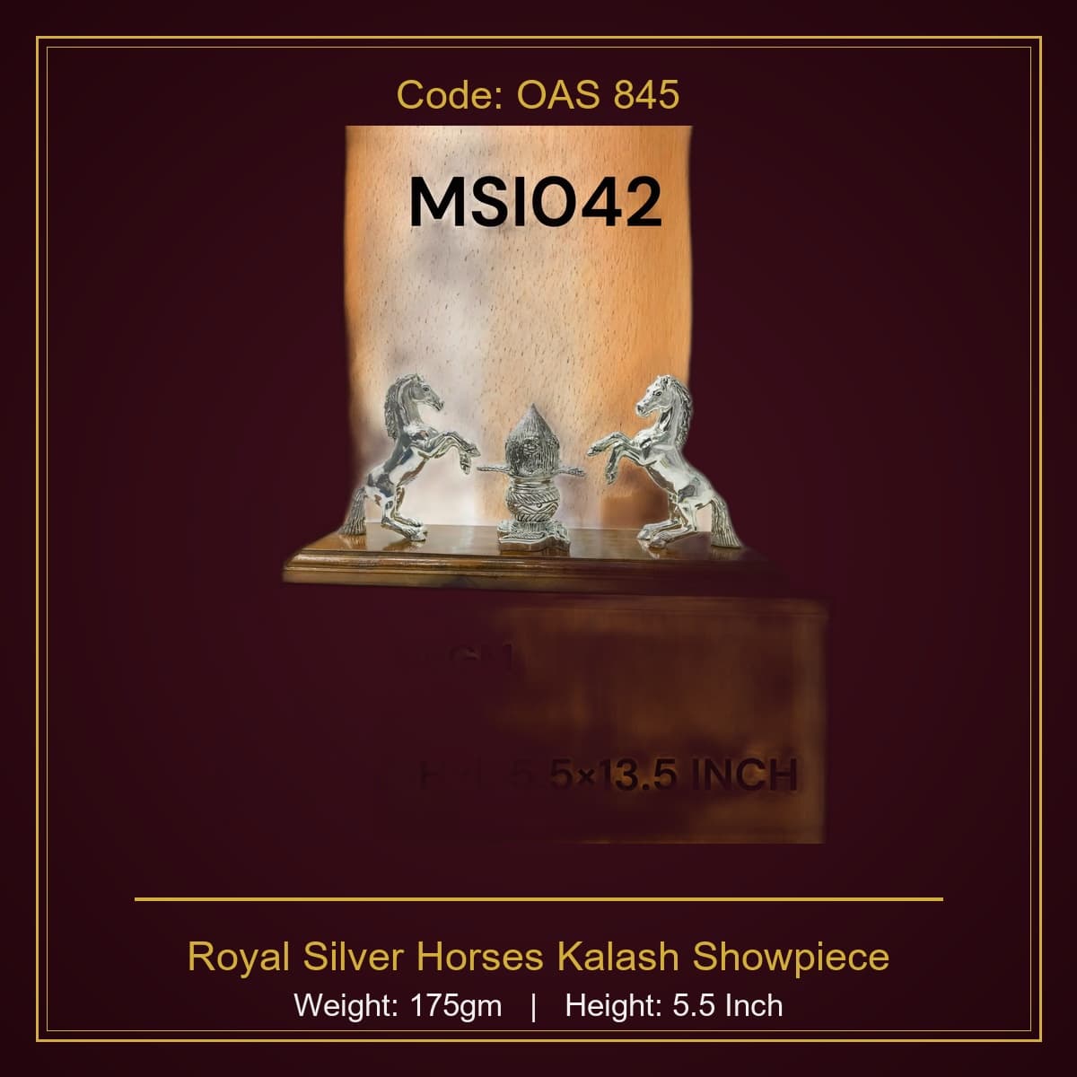 999 Silver Royal Silver Horses Kalash Showpiece