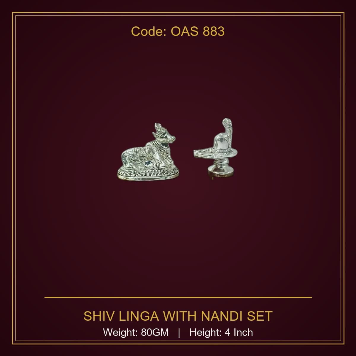 999 Silver Shiv Linga With Nandi Set