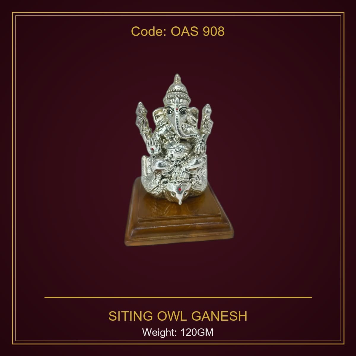 999 Silver Siting Owl Ganesh