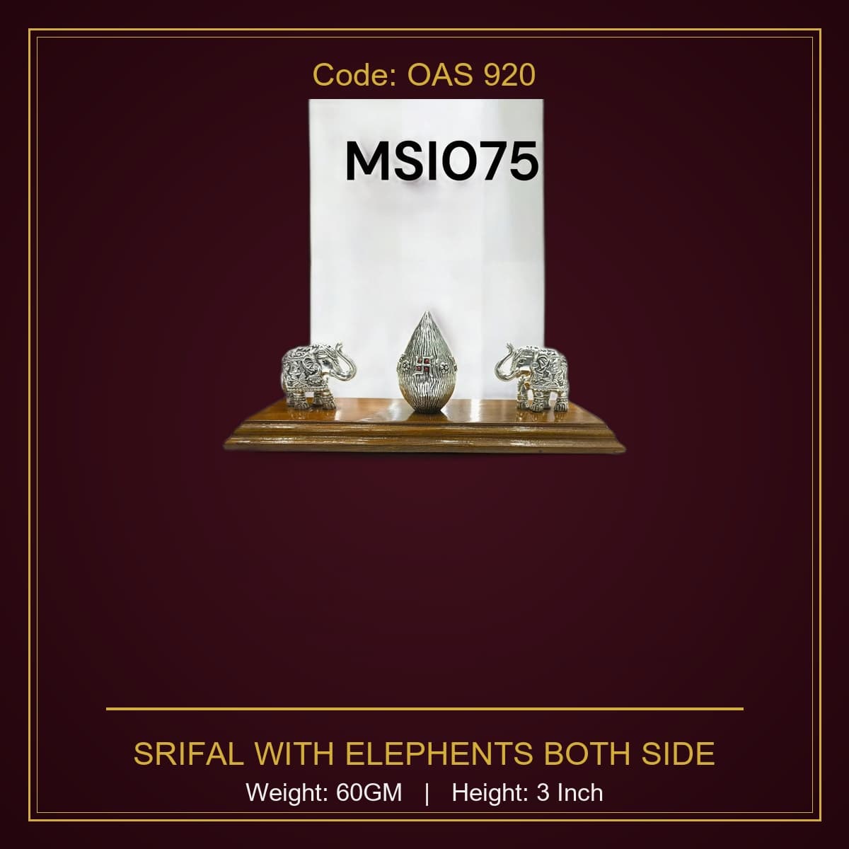 999 Silver Srifal With Elephents Both Side