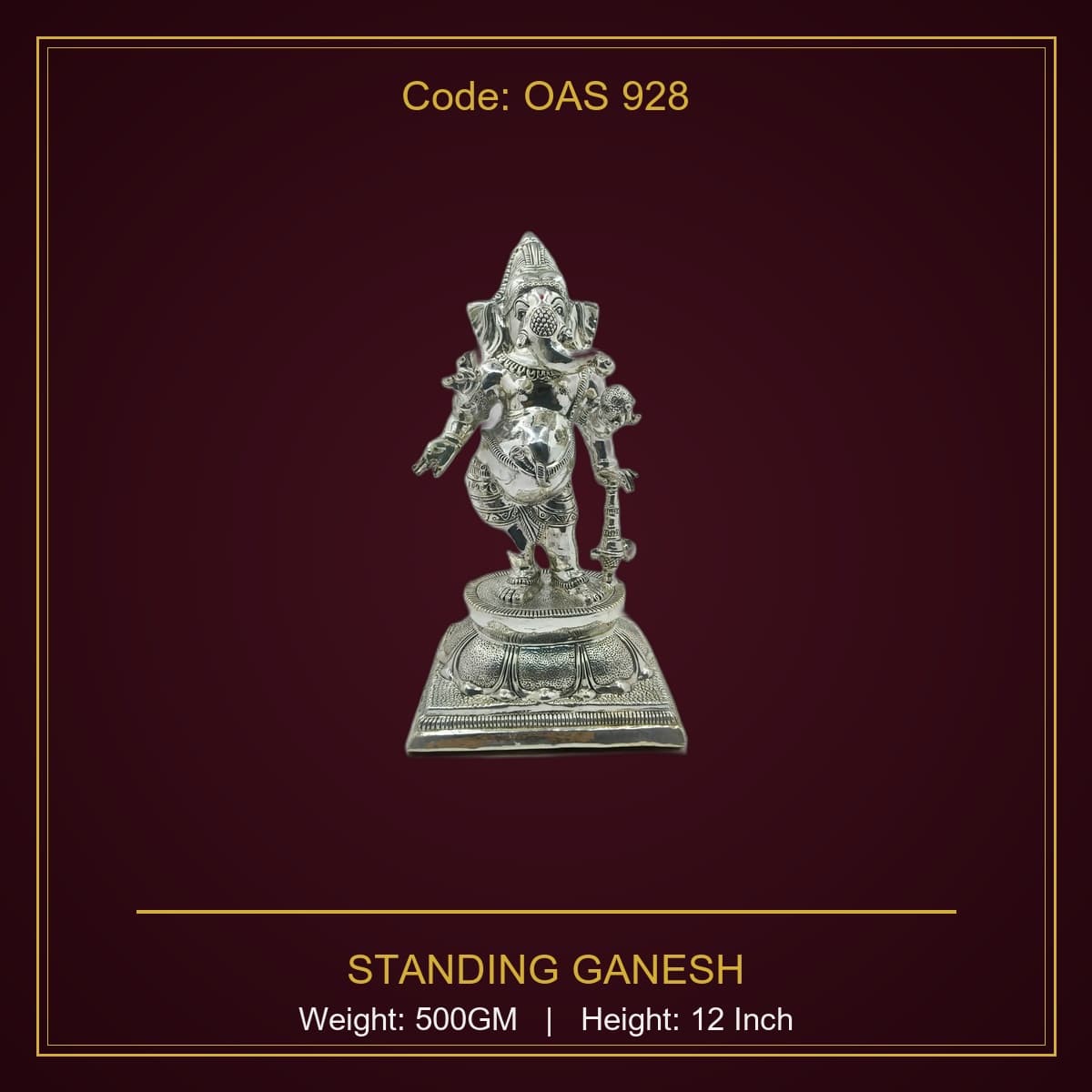 999 Silver Standing Ganesh
