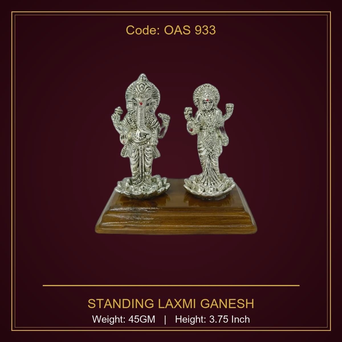 999 Silver Standing Laxmi Ganesh