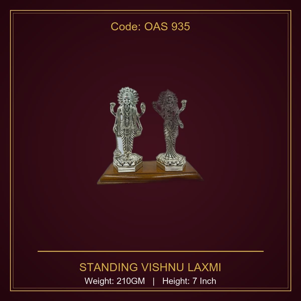 999 Silver Standing Vishnu Laxmi