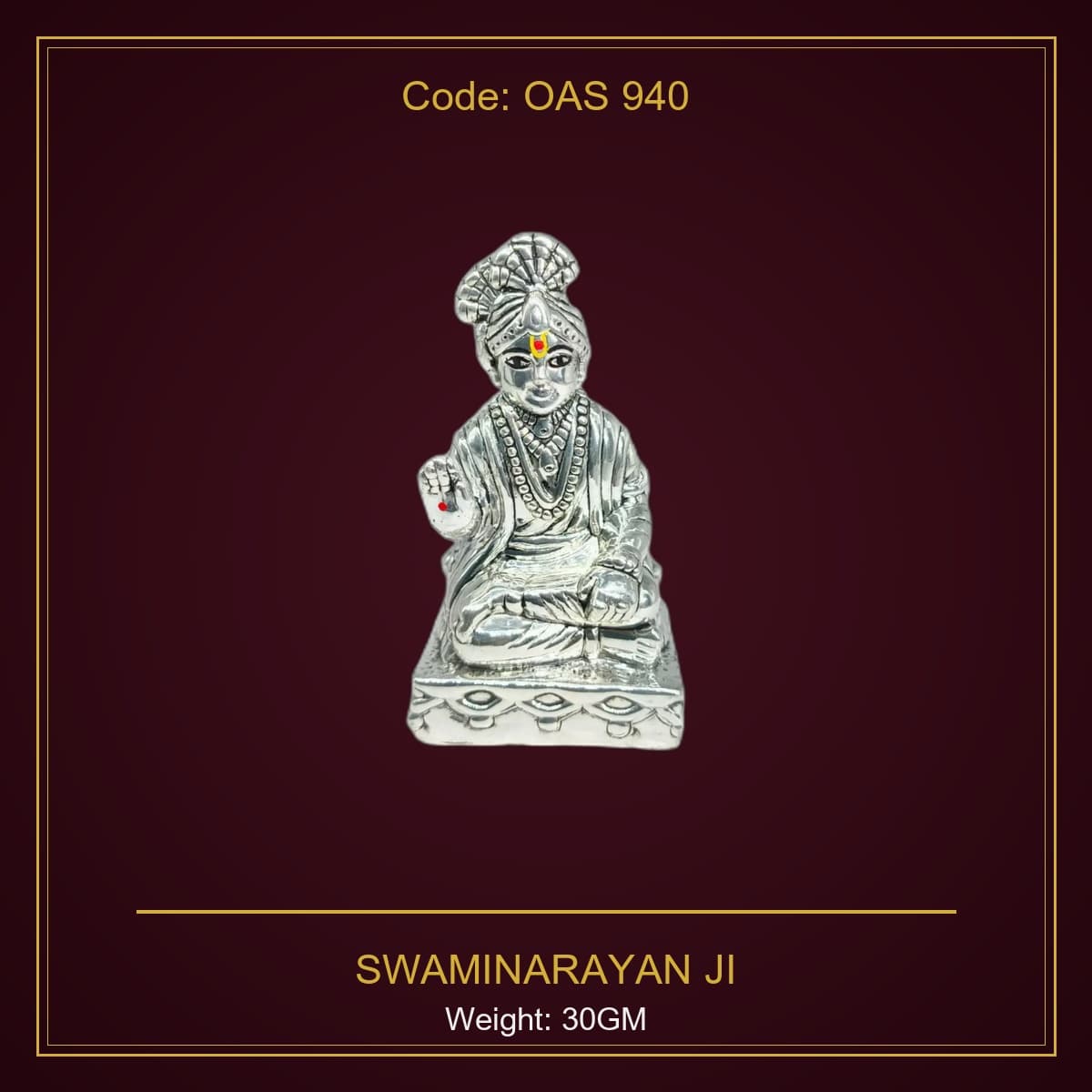 999 Silver Swaminarayan Ji