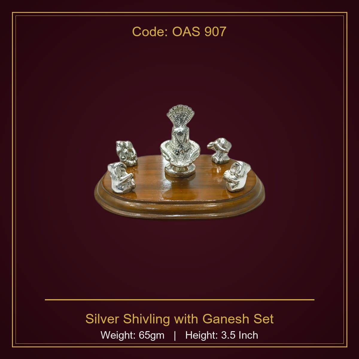 999 Silver Silver Shivling with Ganesh Set