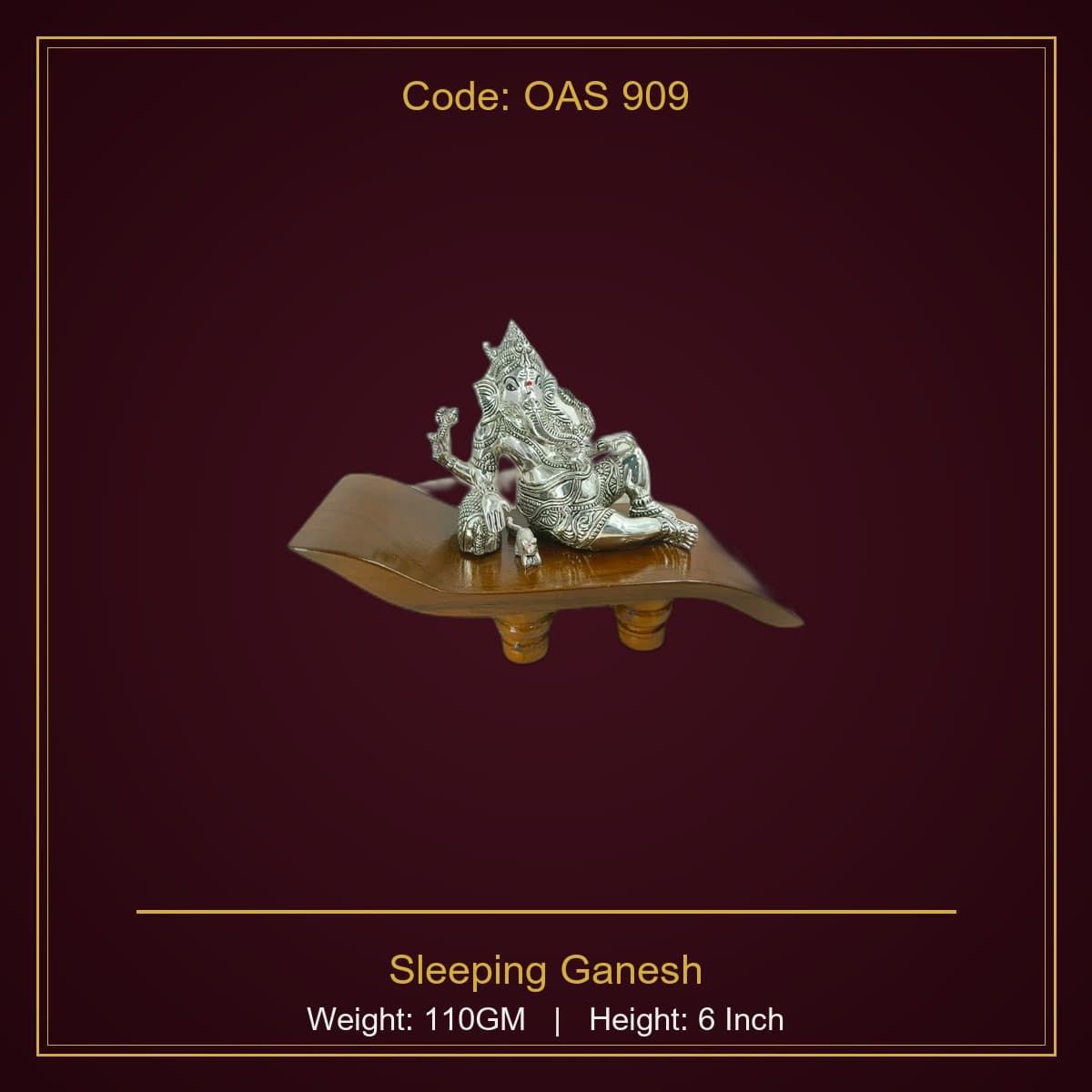 999 Silver Sleeping Ganesh
