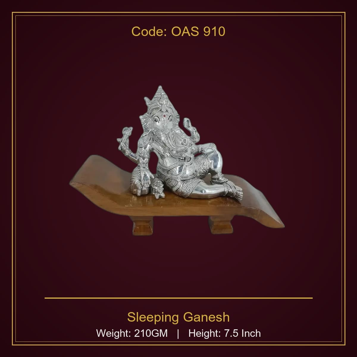 999 Silver Sleeping Ganesh