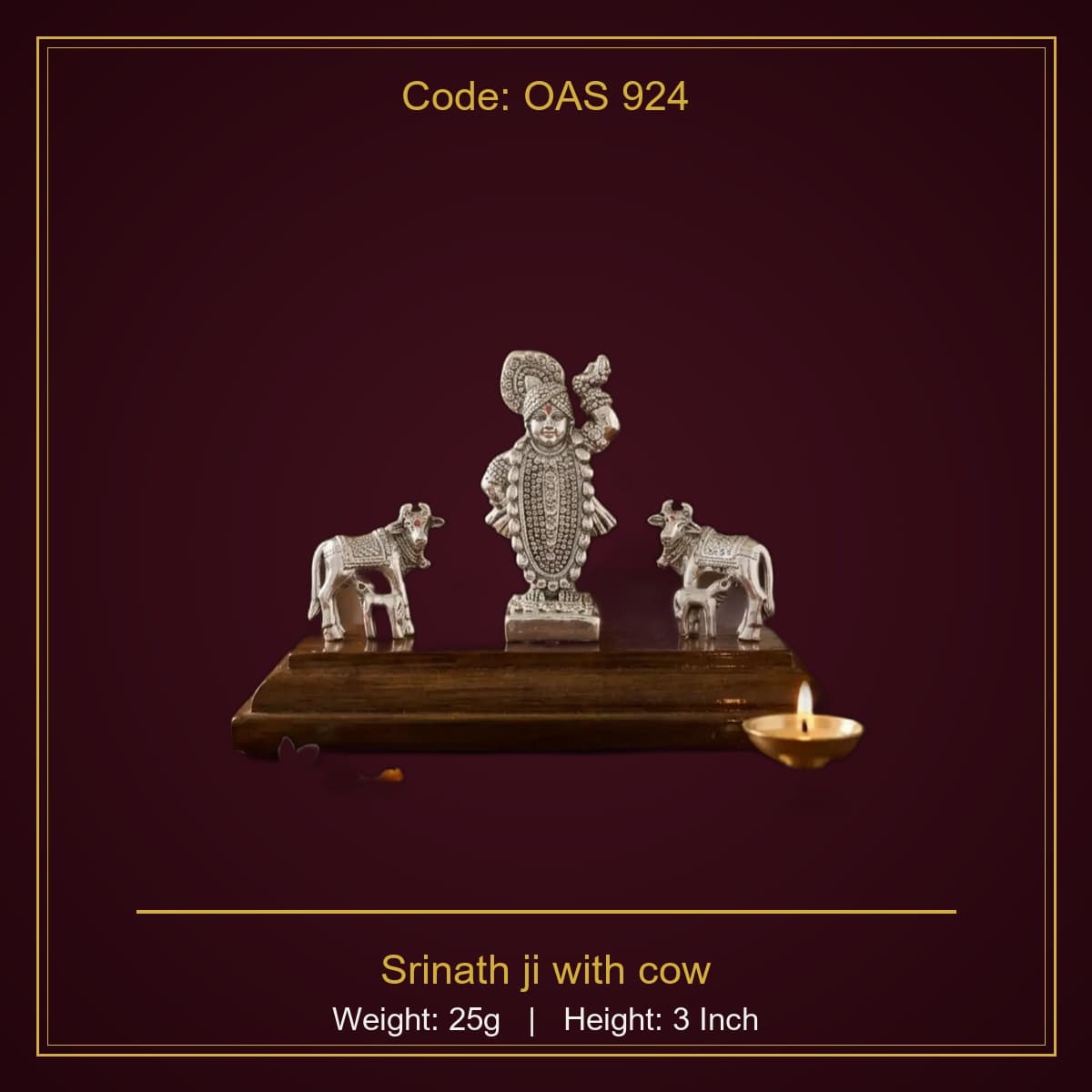 999 Silver Srinath ji with cow 25g