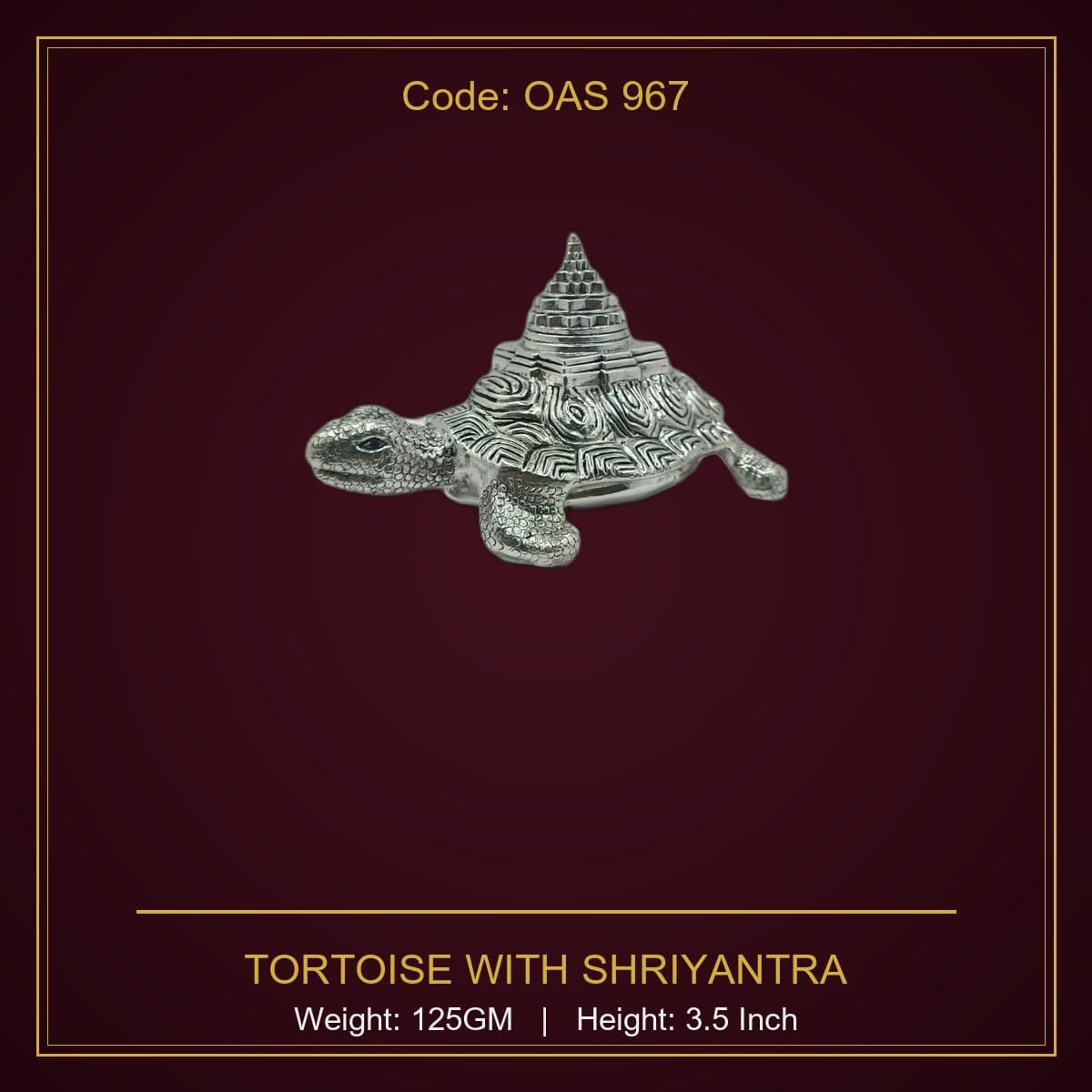 999 Silver Tortoise With Shriyantra